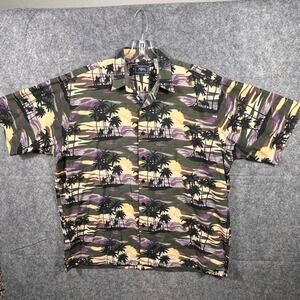 Roper Western Cowboy Palm Trees Graphic Print Button Down Shirt Size Large‎ L